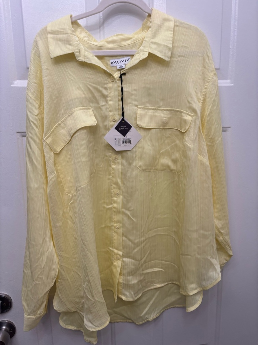 Ava & Viv Pale Yellow women’s  Casual Button-Down Shirt